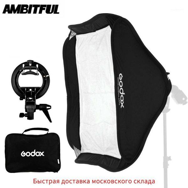

godox ajustable speedlight flash softbox 80cm * 80cm / 31 * 31in + s type bracket bowens mount kit for speedlite studio shooting1