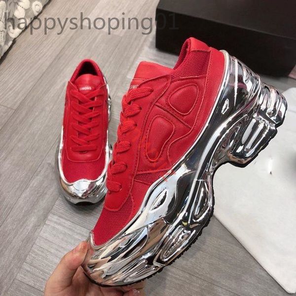 

2021 men shoes sneaekers raf simons oversized sneaker ozweego womens shoes in metallic silver sole rs sport trainer, Black