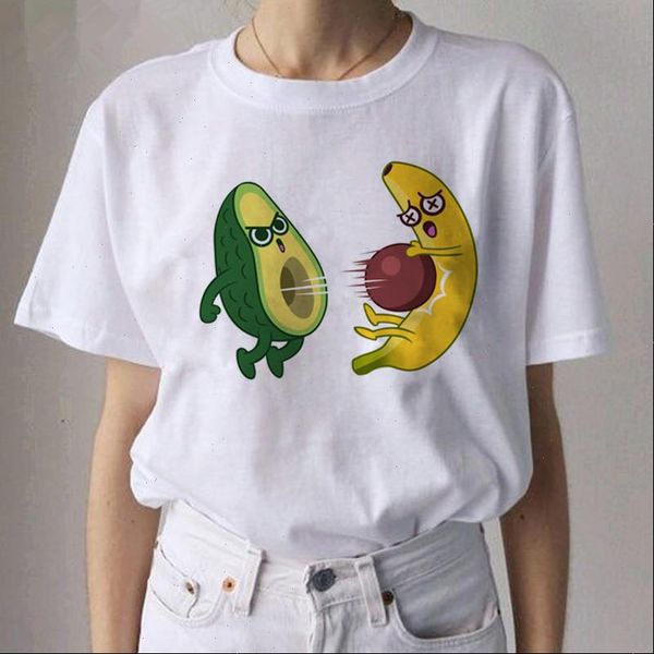 

new harajuku vintage graphic aesthetic korean t shirt avocado women t shirt funny tshirt female ulzzang kawaii 90s clothes, White