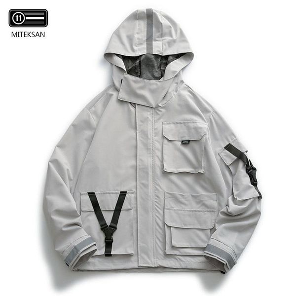 

2020 jacket mens japanese streetwear jacket men retro color spring autumn full zip windbreaker hoodie coats stre, Black;brown