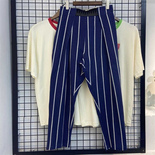 

men's pants ins men's loose casual stripe fashion pants, Black