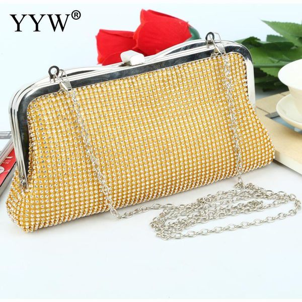 

evening bags shining rhinestone clutch diamond bag with chain shoulder gold women's handbags wallet for wedding