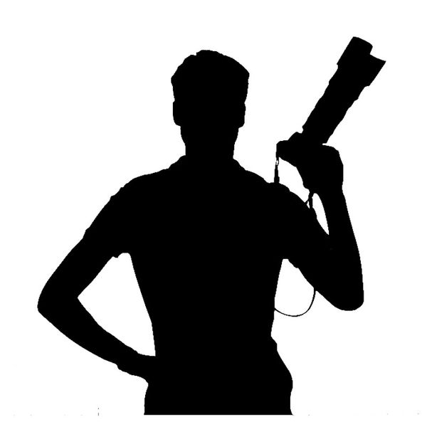 

12.1cm*12.6cm funny pgrapher holding camera vinyl black/silver car sticker c22-0860