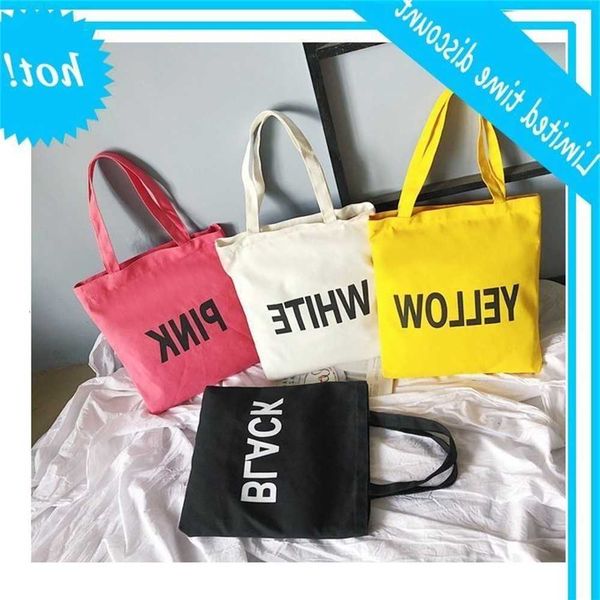 

korean simple letter small fresh women's art environmental protection shopping one shoulder student canvas bag