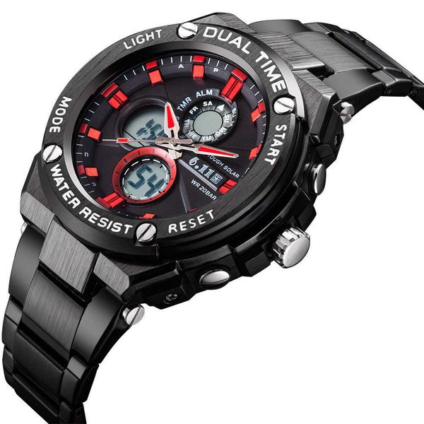 

steel 6.11 watch watch leisure fine band multi function with luminous double movement waterproof outdoor men's quartz watch, Slivery;brown