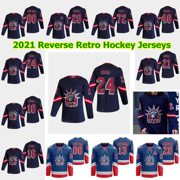 

new york rangers 2021 reverse retro hockey jerseys filip chytil tim gettinger kevin rooney anthony bitetto tony deangelo custom stitched men, Black;red