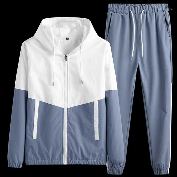 

kksky two pieces hooded hoodie sets for men tracksuits sportswear mens winter clothing patchwork oversized men joggers suit sets1, Gray