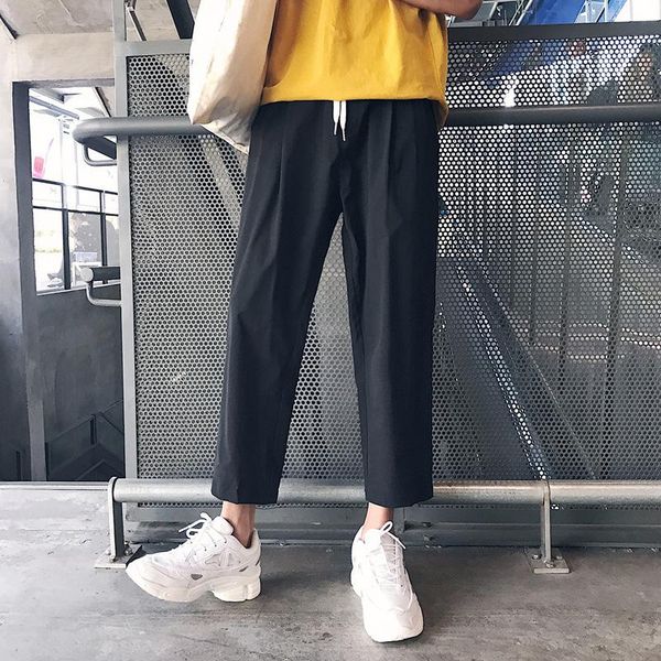 

men's pants loose straight versatile spring casual korean fashion black capris