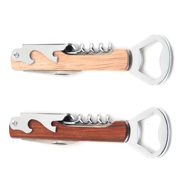 

deluxe wood handle hand-held stainless steel corkscrew double hinge waiters wine bottle opener lx6394