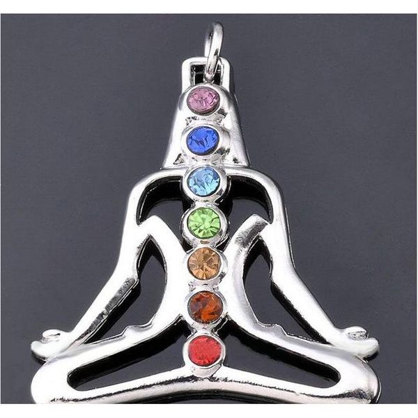 

wholesale 22 mix style natural crystal gemstone pendant seven chakra religious pendant alloy inlaid ge jllkag yy_dhhome, Silver