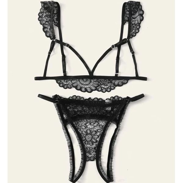 

new intimates lingerie for women plus size transparent porno lace bras thong pyjamas underwear sleepwear bra set, Black;white