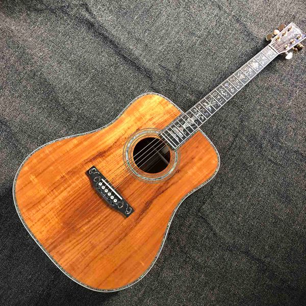 

custom 41 inch solid koa wood all real abalone classic guitar ebony fingerboard 45 style acoustic electric guitar