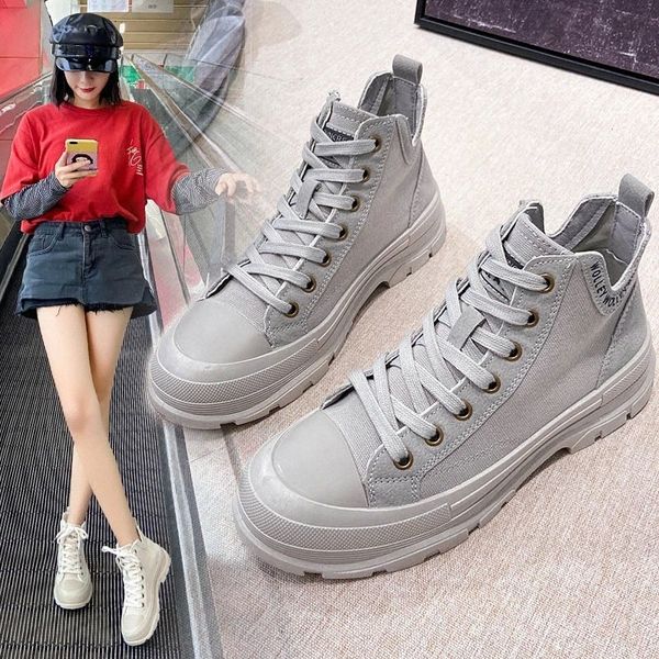 

fashion women riding boots 2020 new non-slip damping platform retro leisure breathable comfortable mid boots women #k47n, Black