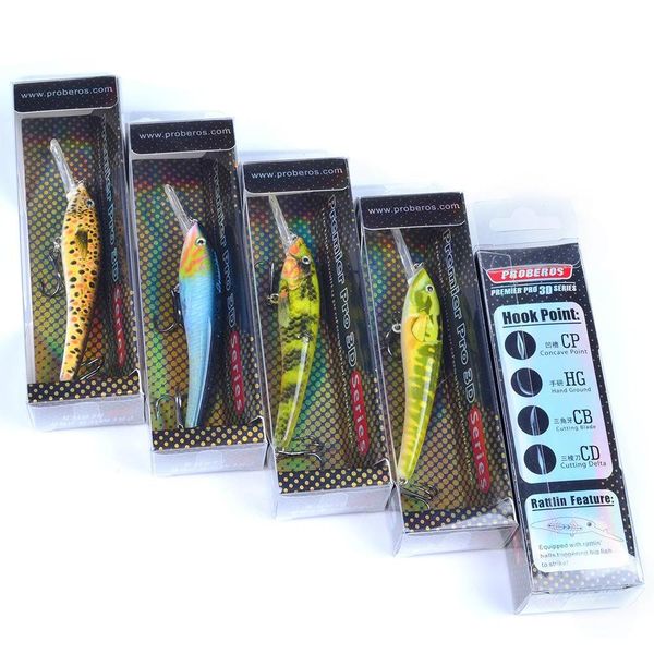 

brand proberos freshwater fishing minnow artificial bait hooks 9.5cm 5g 6colors suspending jerkbait laser hard baits