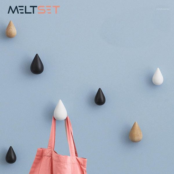 

hooks & rails 1 pc wood wall hanger water drop shaped hook door back key holder decorative bag handbag hat clothes wooden hook1