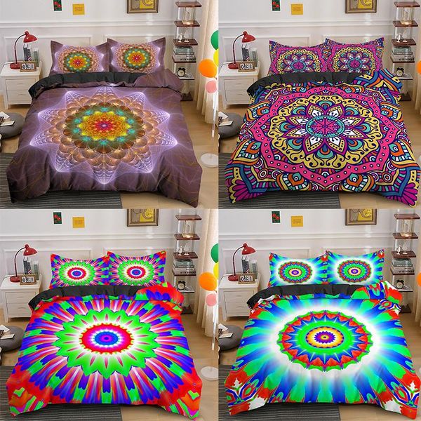 

bedding sets 3d luxury mysterious mandala parttern 2/3pcs cotton duvet cover set and pillow case us/eu/uk/au size