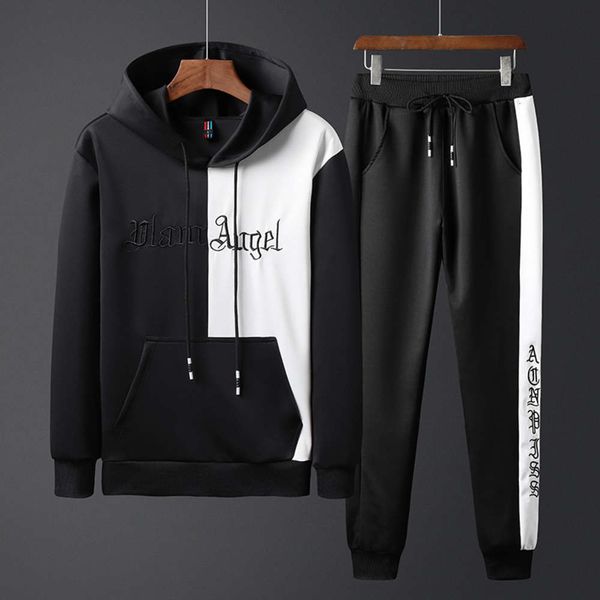 

sportswear autumn and winter 2020 new hooded fashion men's sweater, a handsome set, with leisure two-piece set, Gray