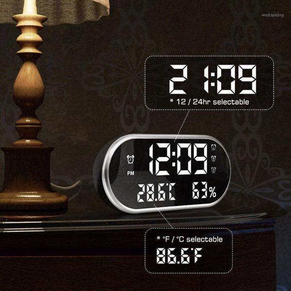 

other clocks & accessories hd led digital alarm clock dual usb temperature humidity display mirror with backlight1