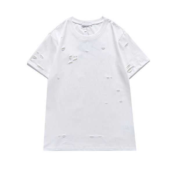 

Mens Womens Tops Tshirt T Shirt Womens Mens Fashion Letters Printe Short Sleeves T-shirts Hole Style New Arrival Top, White;black