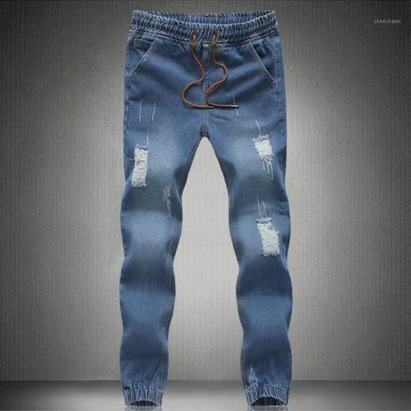

men's jeans casual burst models slim minimalist boutique bundle foot cowboy pants big yards 2021 casual1, Blue