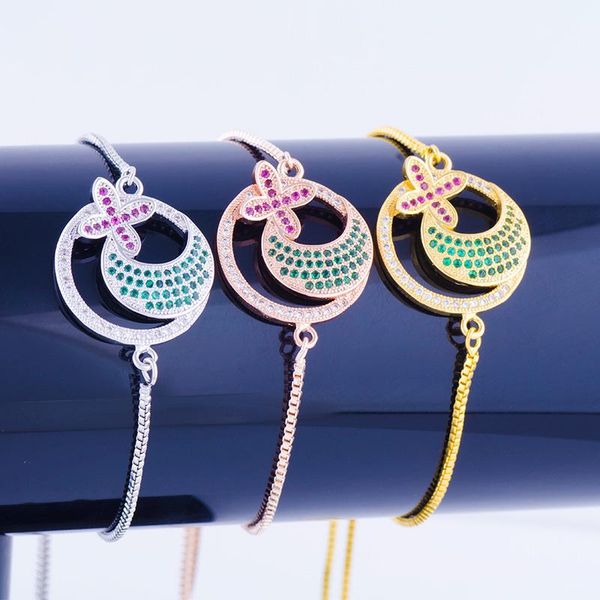 

charm bracelets 2021 summer green zircon micro inlay sticky bracelet ladies do not fade festival gift, Golden;silver