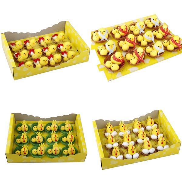 Set di mini pulcini pasquali Giocattolo colorato per decorazioni pasquali Misura adatta per uova di Pasqua Bomboniere e regali per bambini