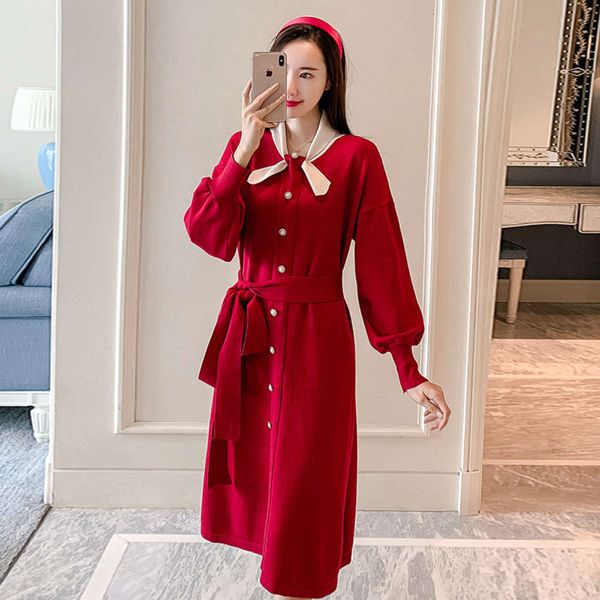 

winter autumn materni vertical zipper temperament and waist bow tie thickened sweater pregnant women lactation drs 200kg can wear, White