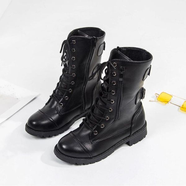 

boots 2021 ladies shoes women women's roman riding cowboy half platform zipper mid-calf snow1, Black