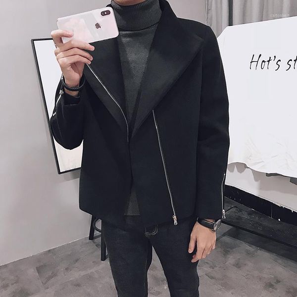 

men's wool & blends mens long sleeve coat casual woolen jacket korean style winter jackets size m-2xl l0271, Black