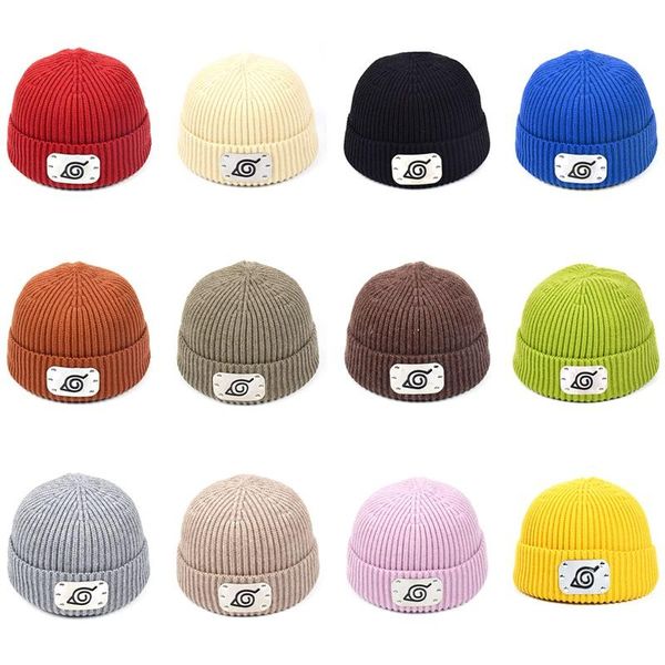 

naruto hat winter warm knitted hats windproof konoha uchiha itachi kakashi akatsuki cosplay anime accessories beanie caps