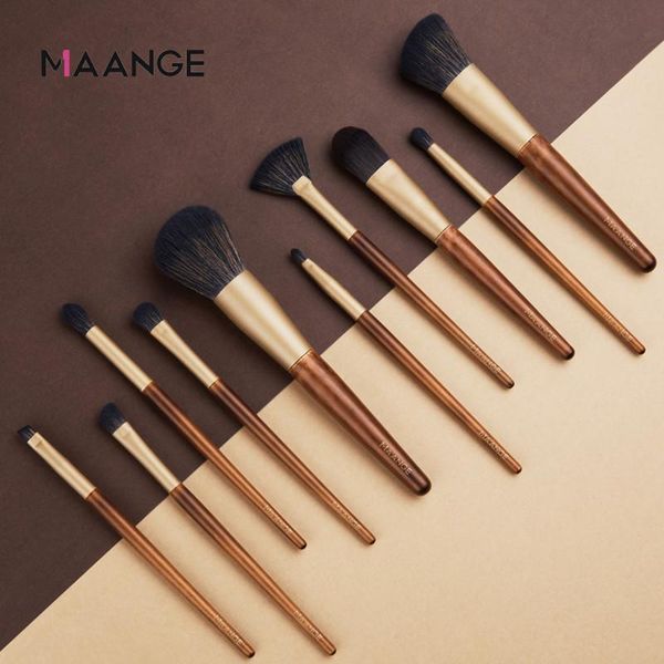 

makeup brushes pro 10pcs makeup brushes set natural soft hair wood handle powder foundation eyeshadow make up cosmetic