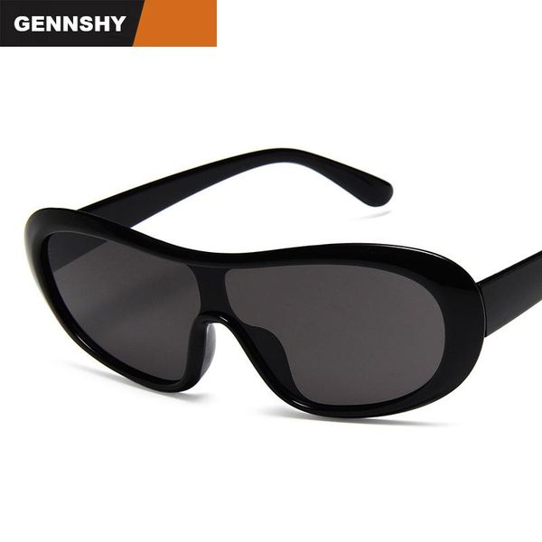 

sunglasses 2021 europe and america fashion big frame one piece lenses unique oval eyeglasses plastic black uv400, White;black