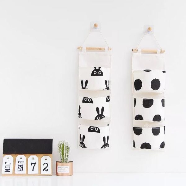 

storage bags 1pc nordic animal dot cactus kids canvas bag 3 pockets children organizer for kids1