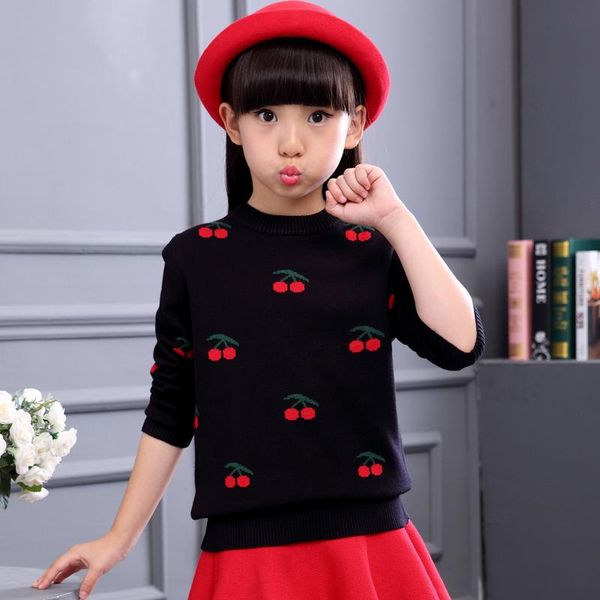 

pullover 2-12yrs girls sweaters winter kids clothes pullovers berry o-neck knitted sweater children clothing wear, Blue