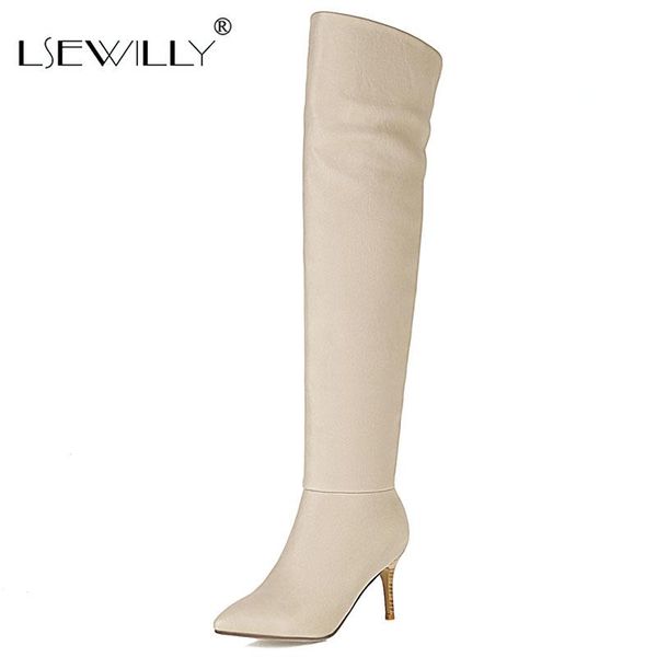 

boots lsewilly 2021 arrive over the knee women thin high heel party wedding shoes slim autumn thigh, Black
