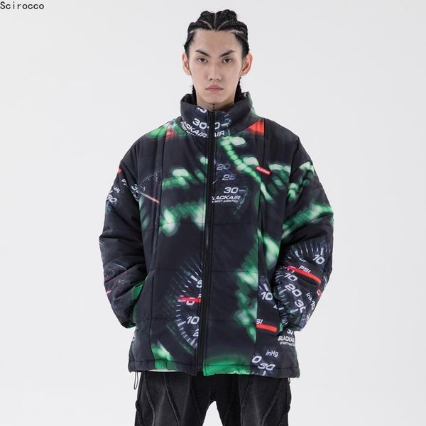 

printed cotton coat men's ins tide brand high street cotton clothing bf harajuku style street trend loose thick jacket, Black