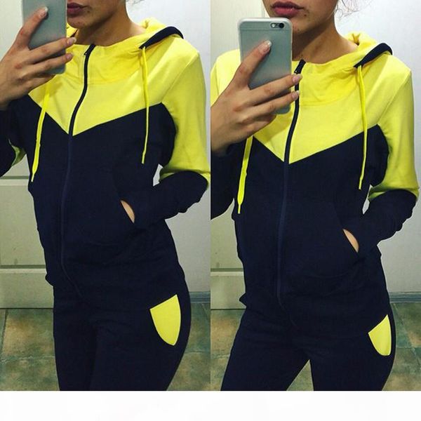 

2017 new autumn and winter tracksuits for women fashion splicing casual hoodies set, Gray