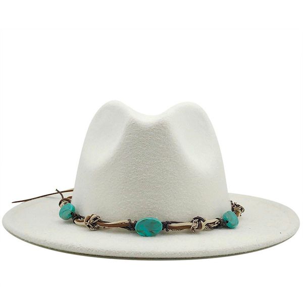

new men women wide brim wool felt fedora panama hat with belt buckle jazz trilby cap party formal hat in pink,black x xl c0123, Blue;gray