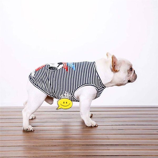 

dog apparel pet clothing spring striped printed vest thin clothes1