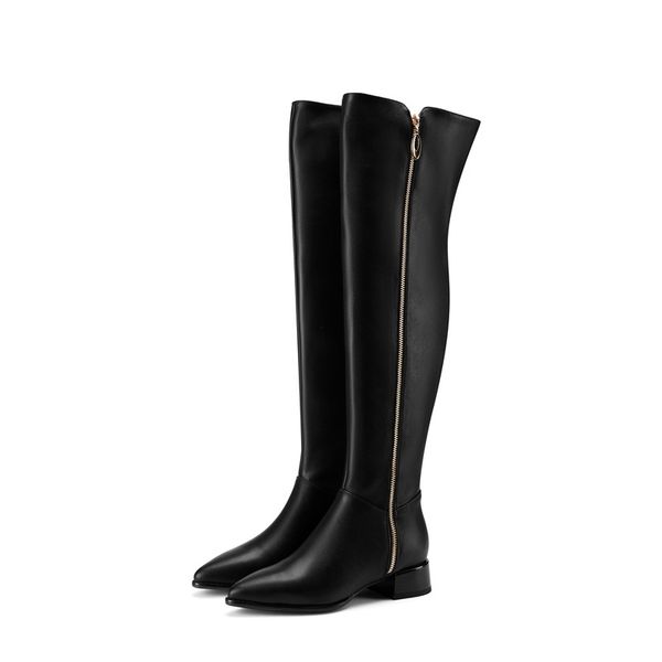 

2021 new female genuine shoes and black leather on knee high-size boots 34-43 nz4z