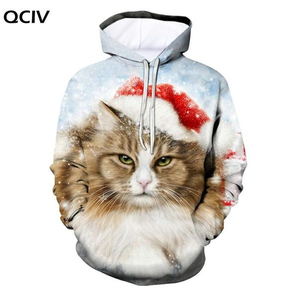 

fashion 3d print hoodies christmas cat animal print pullover sleeve streetwear children's clothing sweatshirt hoodies, Black