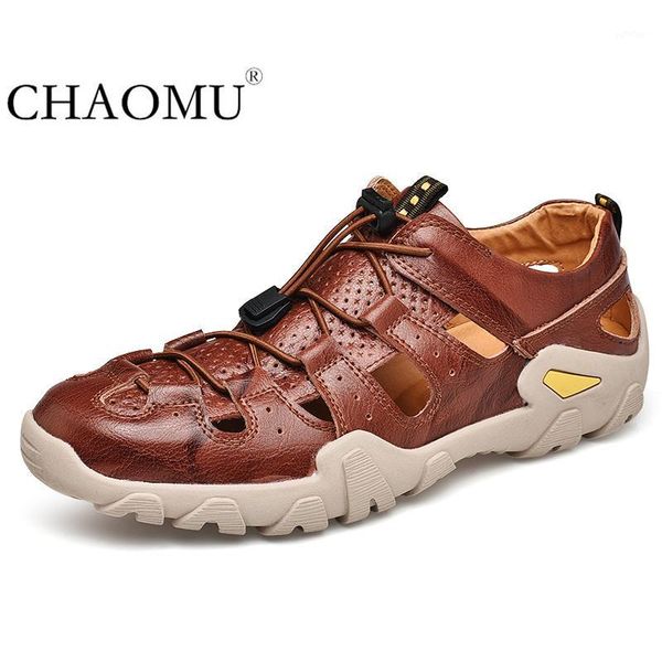 

new summer outdoor climbing sandals men's shoes baotou casual leather shoes beach wear-resistant non-slip sports1, Black