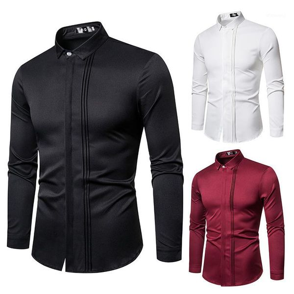

fashionable spring and autumn casual men's solid color long sleeve shirt slim stand collar fashion d091, White;black