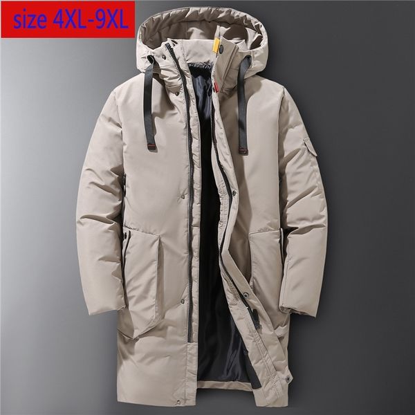 

new arrival fashion men thickened winter padded jacket warm long casual hooded thick super large plsu size 4xl5xl6xl7xl8xl 9xl 201028, Black