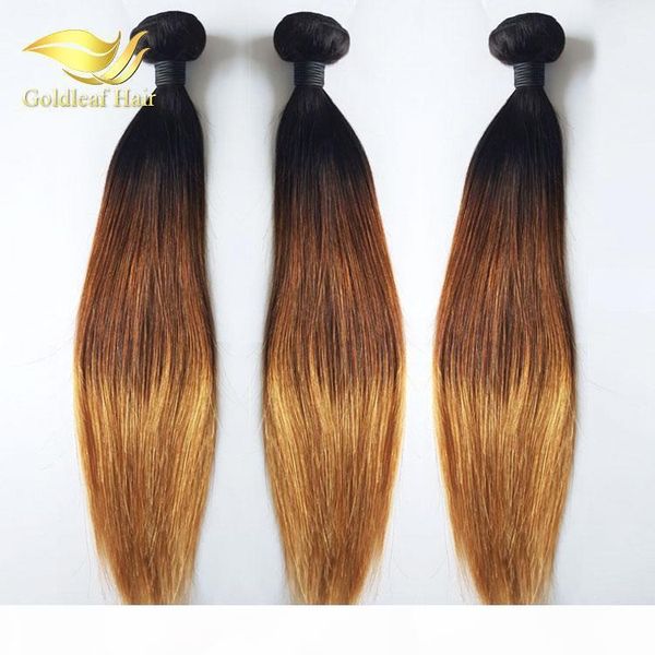 

wholesale malaysian hair extensions peruvian straight ombre hair 3pcs 1b 4 27 three tone color malaysian indian hair weave, Black