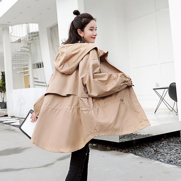 

loose large size short women's winter coat solid zipper cotton women's coat with a hood autumn spring quality feminine clothes1, Tan;black