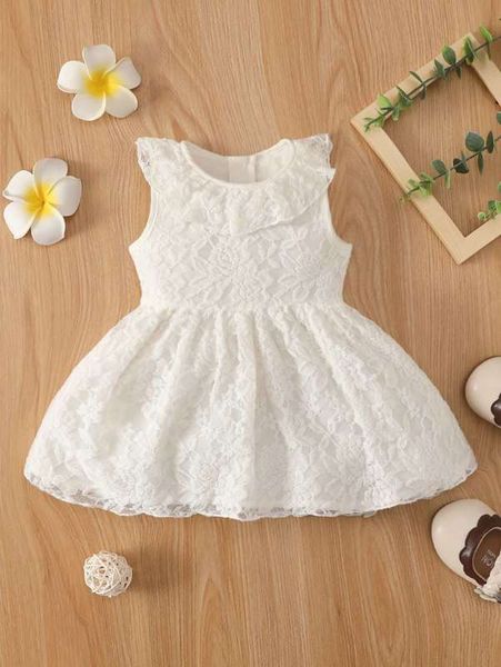 

baby lace ruffle trim flared dress she, Red;yellow