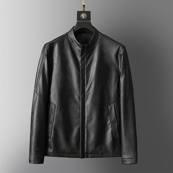 

autumn 2020 pu coat leather jacket korean fashion business collar young men's wear, Black;brown