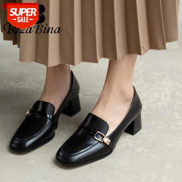 

rizabina new women pumps thick heel real leather women shoes fashion simple ladies party shoes footwear size 34-39 #wt02