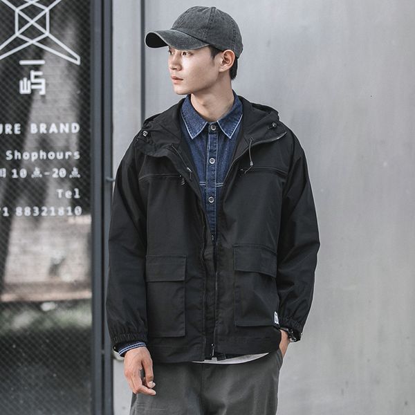 

men's work trend multi pocket large size coat 20 autumn and winter loose jacket, Black;brown